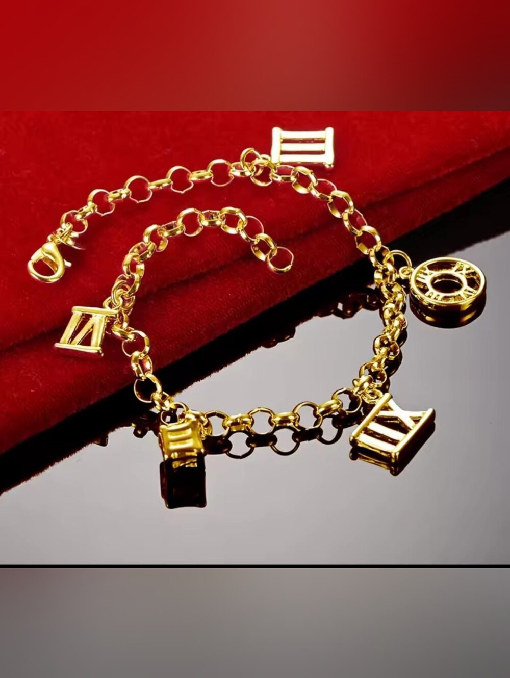 Fashion Jewelry Gold Charm Link Bracelet - Picture 2 of 3